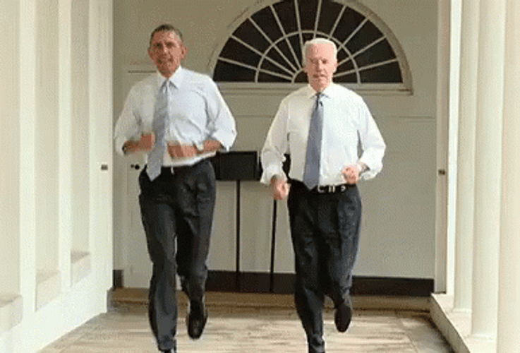 Obama And Biden Running GIF