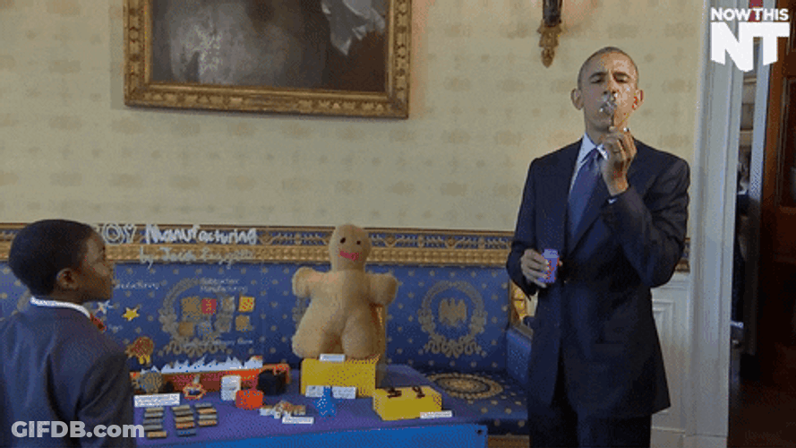 Obama Cute Making Bubbles GIF