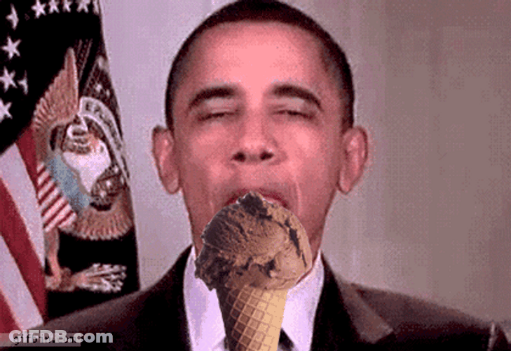 Obama Eating Yummy Ice Cream GIF