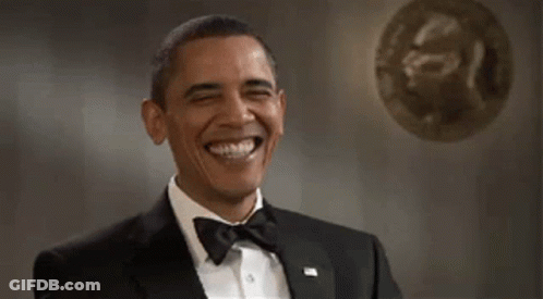 Obama In Tuxedo And Bow Tie Laughing GIF