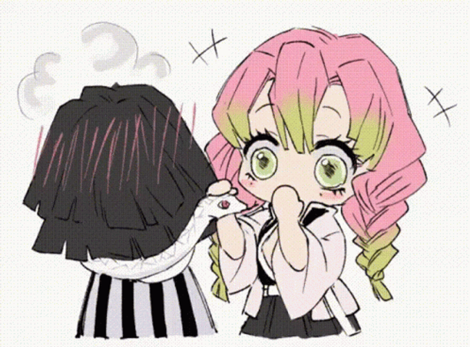 Obanai And Blushing Mitsuri GIF