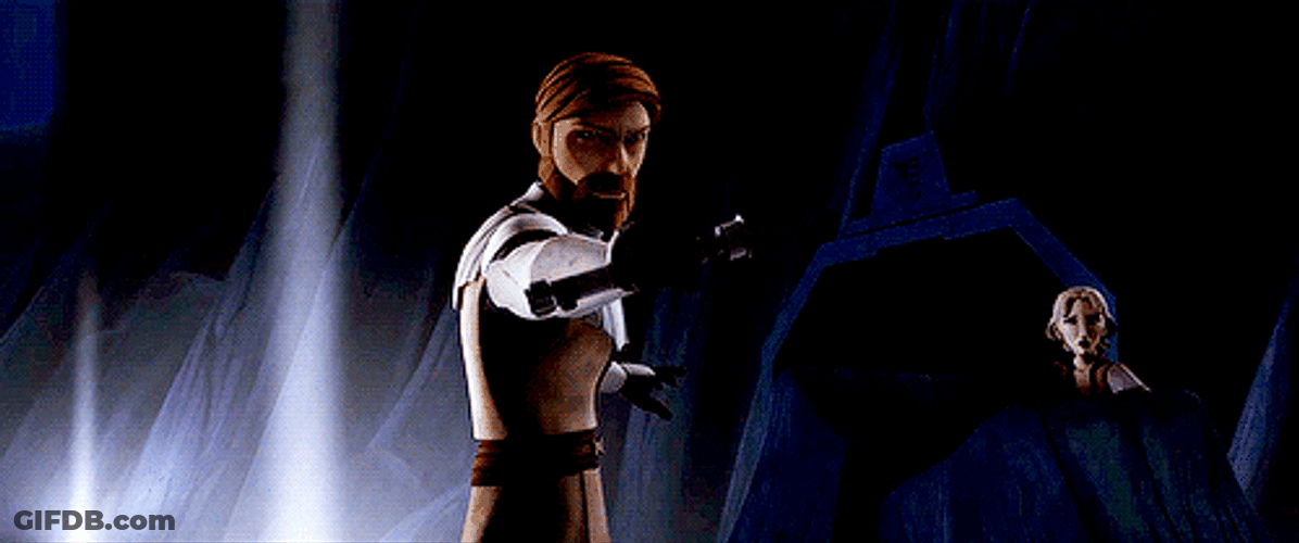 Obi Wan Kenobi Holding Lightsaber Animation GIF