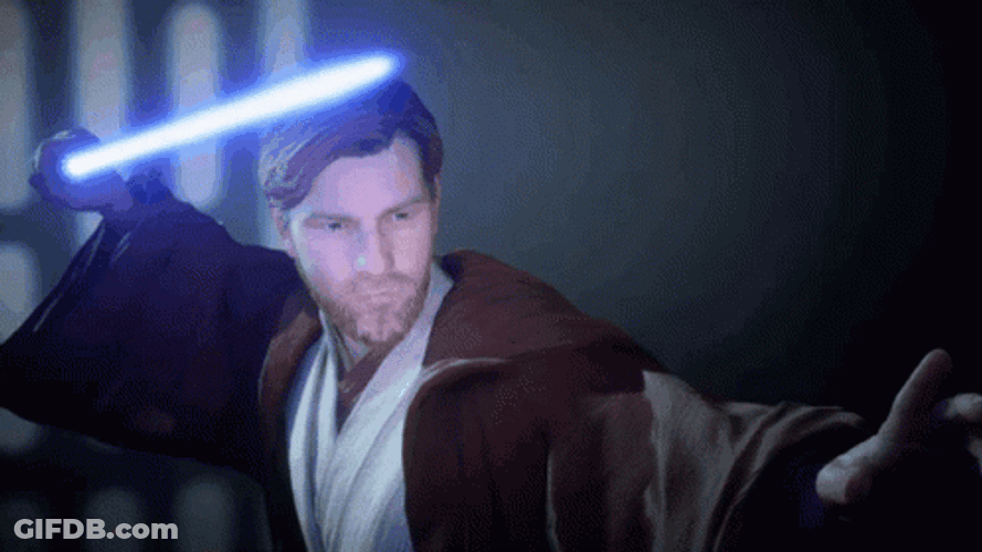 Obi Wan Kenobi Star Wars Figure Lightsaber GIF