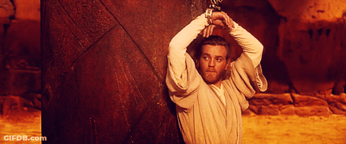Obi Wan Kenobi Tied Up To A Post GIF