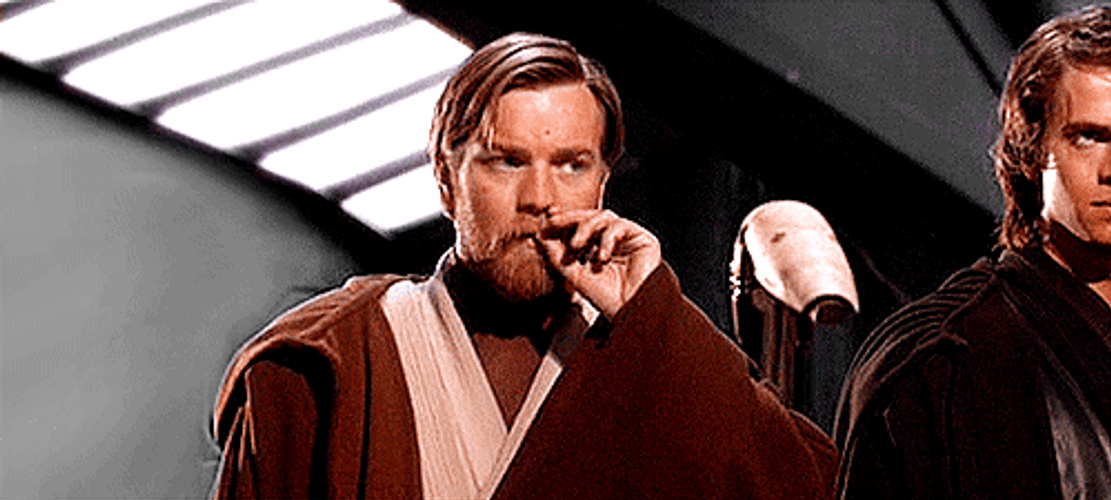 Obi Wan Thinking While Touching His Mustache GIF