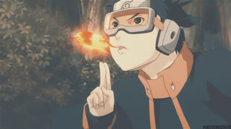 Obito Uchiha Blowing Fire GIF