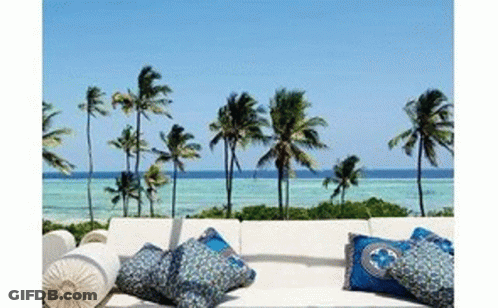 Ocean View From Couch With Pillows GIF