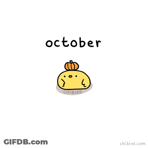 October Cute Bouncy Chibird Cartoon GIF