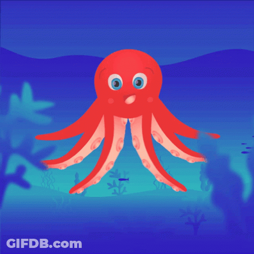 Octopus Cartoon In The Water GIF