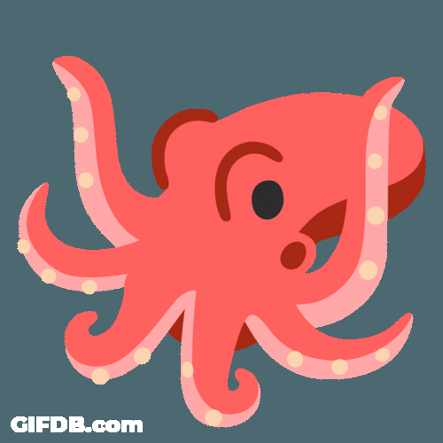 Octopus Cartoon Looking From Side To Side GIF