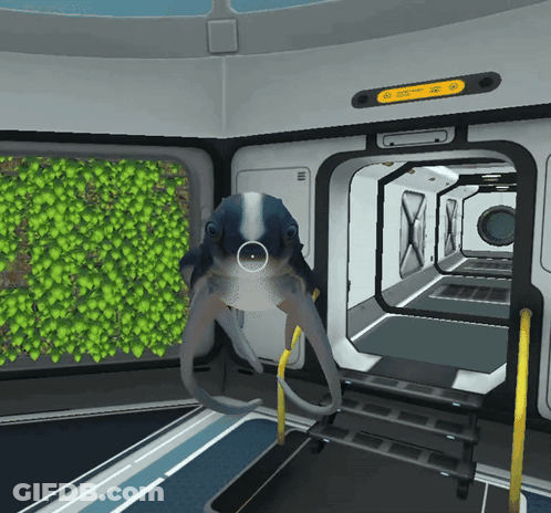 Octopus In Room With Emergency Exit Sign GIF