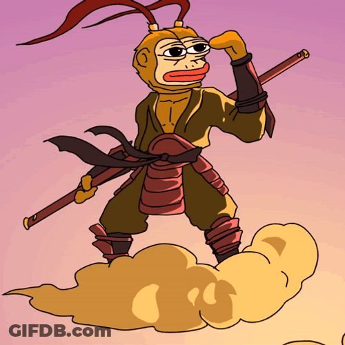 Odd Face Wukong Riding Cloud GIF