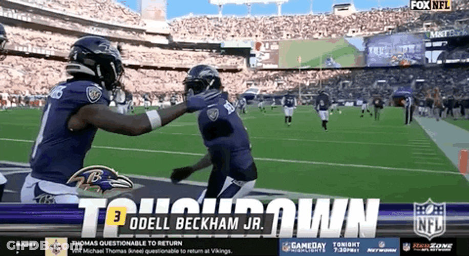 Odell Beckham Jr  And Teammate Posed After Scoring GIF