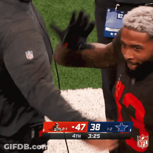 Odell Beckham Jr High Five With Teammate GIF