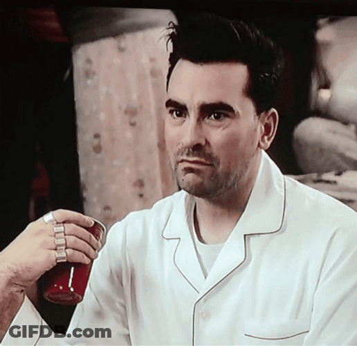 Offended David Rose Holding Beer Cup GIF