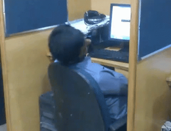 Office Boy Falling Asleep GIF