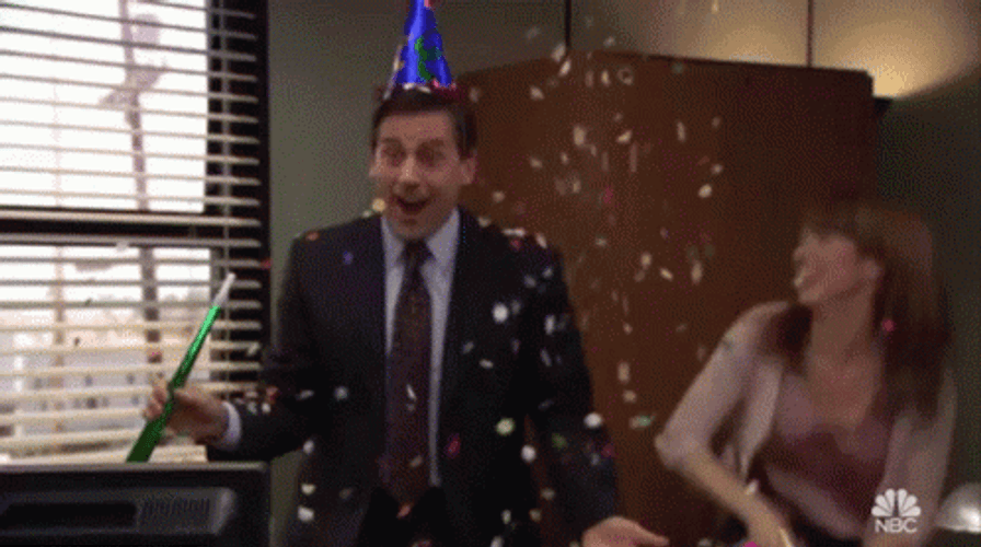 Office Celebration Confetti Steve Carell GIF