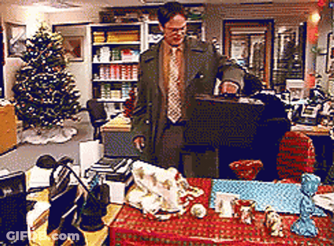 Office Christmas Party Prank On Dwight GIF