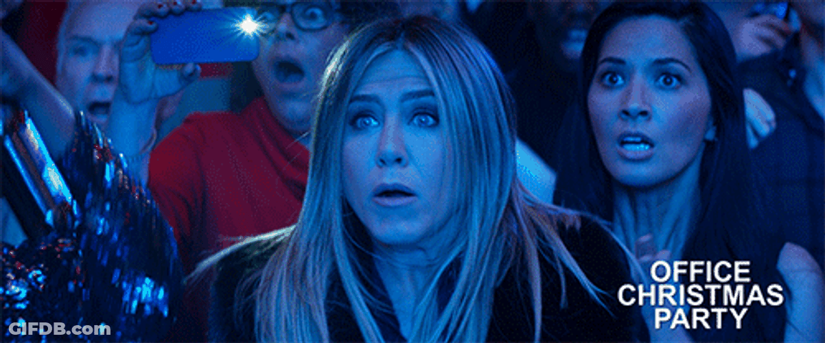 Office Christmas Party Shocked Reaction GIF