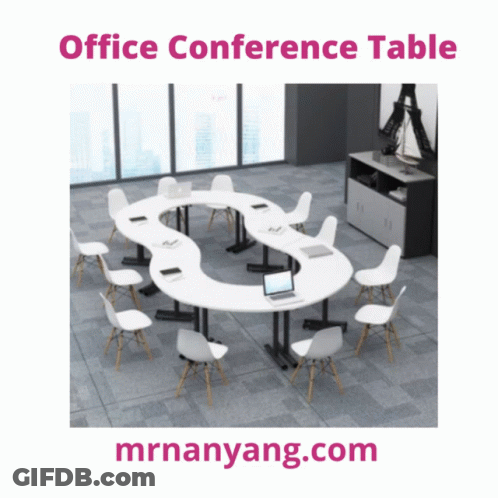Office Conference Table With Chairs And Laptop GIF