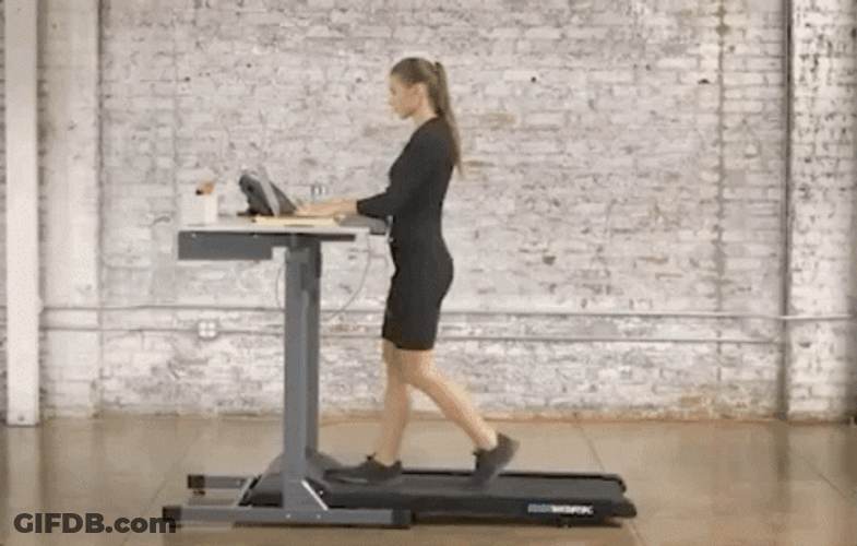 Office Girl Walking On Treadmill GIF