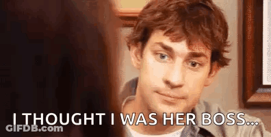 Office Man Telling Woman I Thought I Was Her Boss GIF