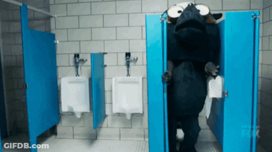 Office Mascot Stuck Toilet GIF