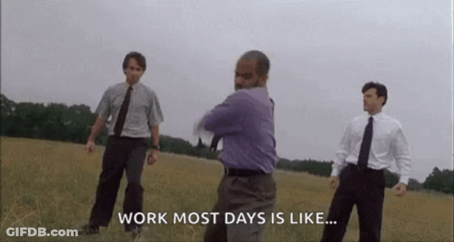 Office Space Angry Workers Smashing Printer Meme GIF