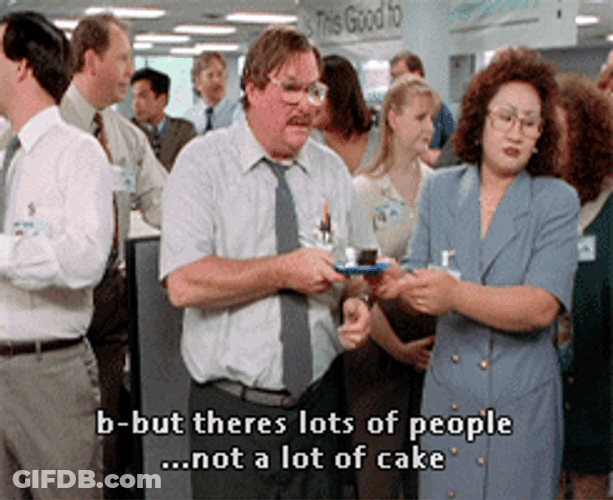 Office Space Milton Passing Cake At The Back GIF