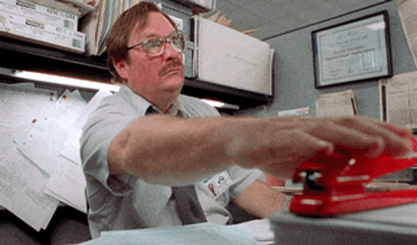 Office Space Milton Takes His Red Stapler Down GIF