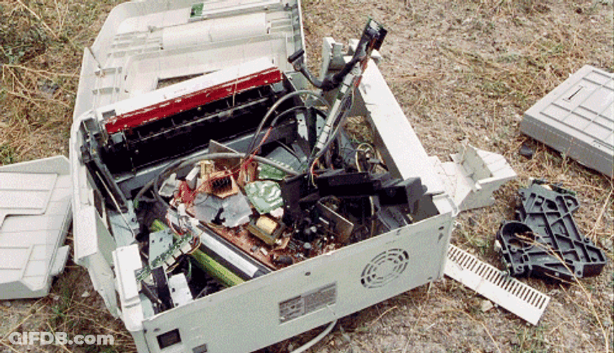Office Space Worker Smashing Printer With Baseball Bat GIF