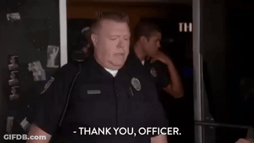 Officer Saying Thank You While Walking Out From Office GIF