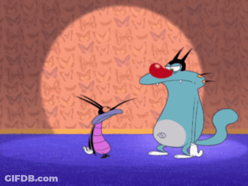 Oggy The Cat Beside Another Cartoon Character GIF