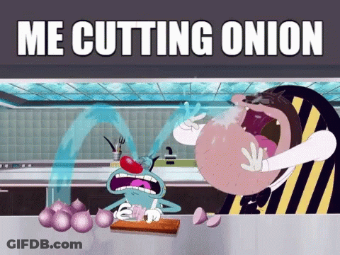 Oggy The Cat Cutting Onion GIF