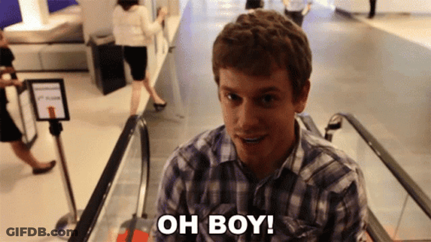 Oh Boy Man Escalator GIF