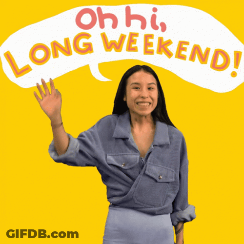Oh Hi Long Weekend Lady Waving GIF