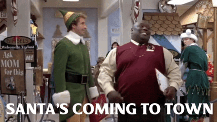 Oh My God I Know Him Elf Santa GIF