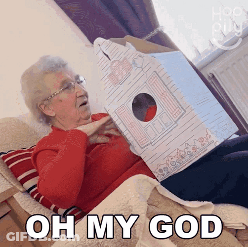 Oh My God Surprised Grandma With Gift GIF