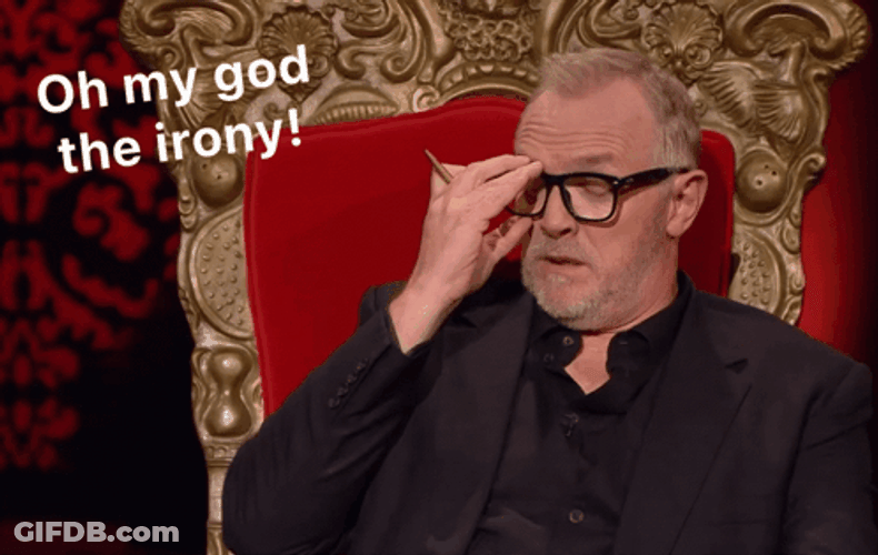 Oh My God The Irony Greg Davies GIF