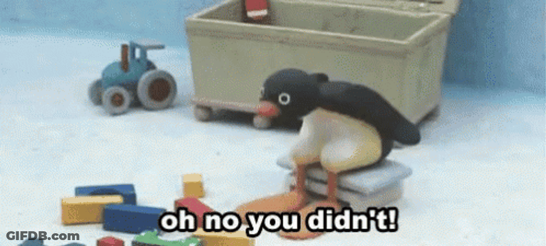 Oh No You Didn't Penguin Shaking Head GIF