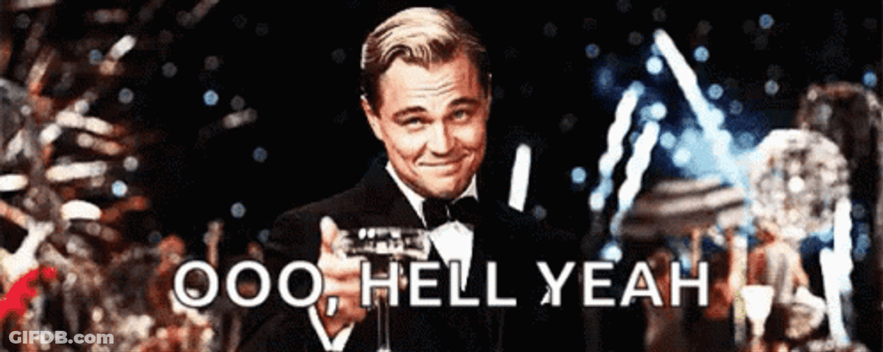 Oh Yeah Toast Leonardo Holiday Party GIF