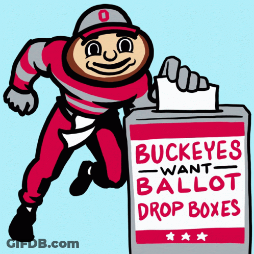 Ohio State Buckeyes Mascot Holding Ballot Box GIF