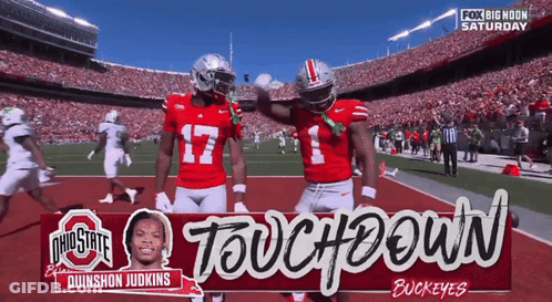 Ohio State Football Player Quinshon Judkins Celebrating Touchdown GIF