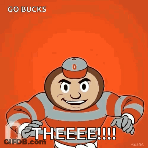 Ohio State Mascot Saying Go Bucks Theeee !!! GIF