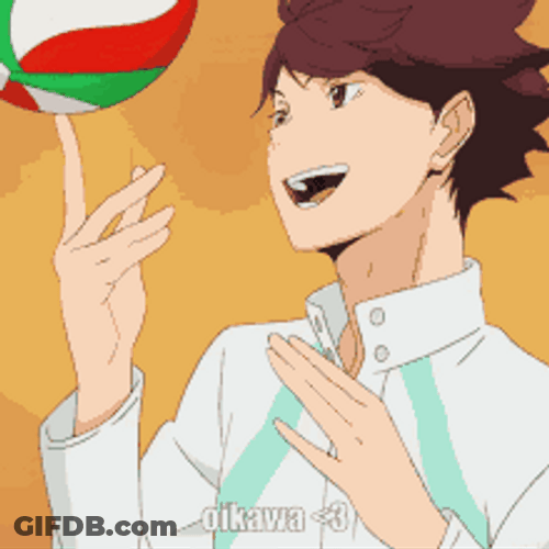 Oikawa Head Hit Volleyball Spinning Finger GIF