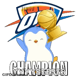 OKC Logo Penguin Holding Trophy GIF
