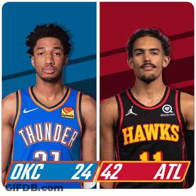 OKC Thunder And Hawks Basketball Players GIF