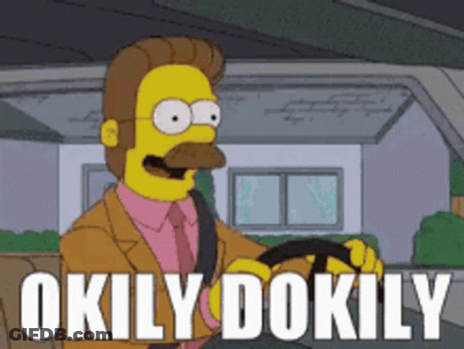Okily Dokily Ned Flanders Driving The Simpsons GIF