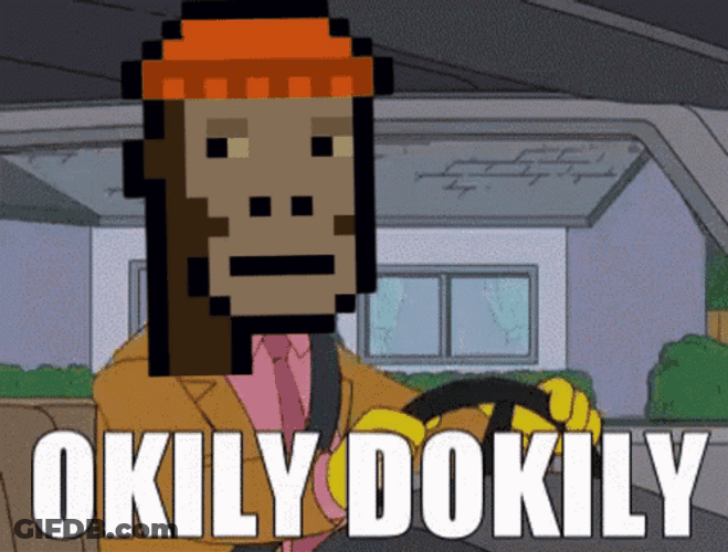 Okily Dokily Ned Flanders With CryptoPunk Monkey Head GIF