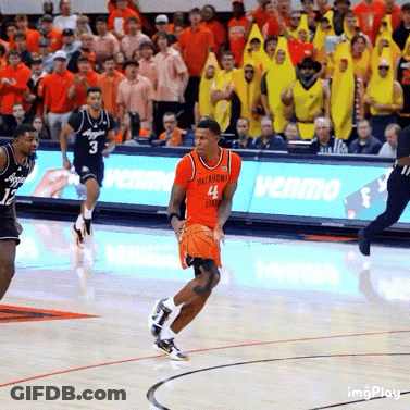 Oklahoma Basketball Player Number 4 Dribbling GIF